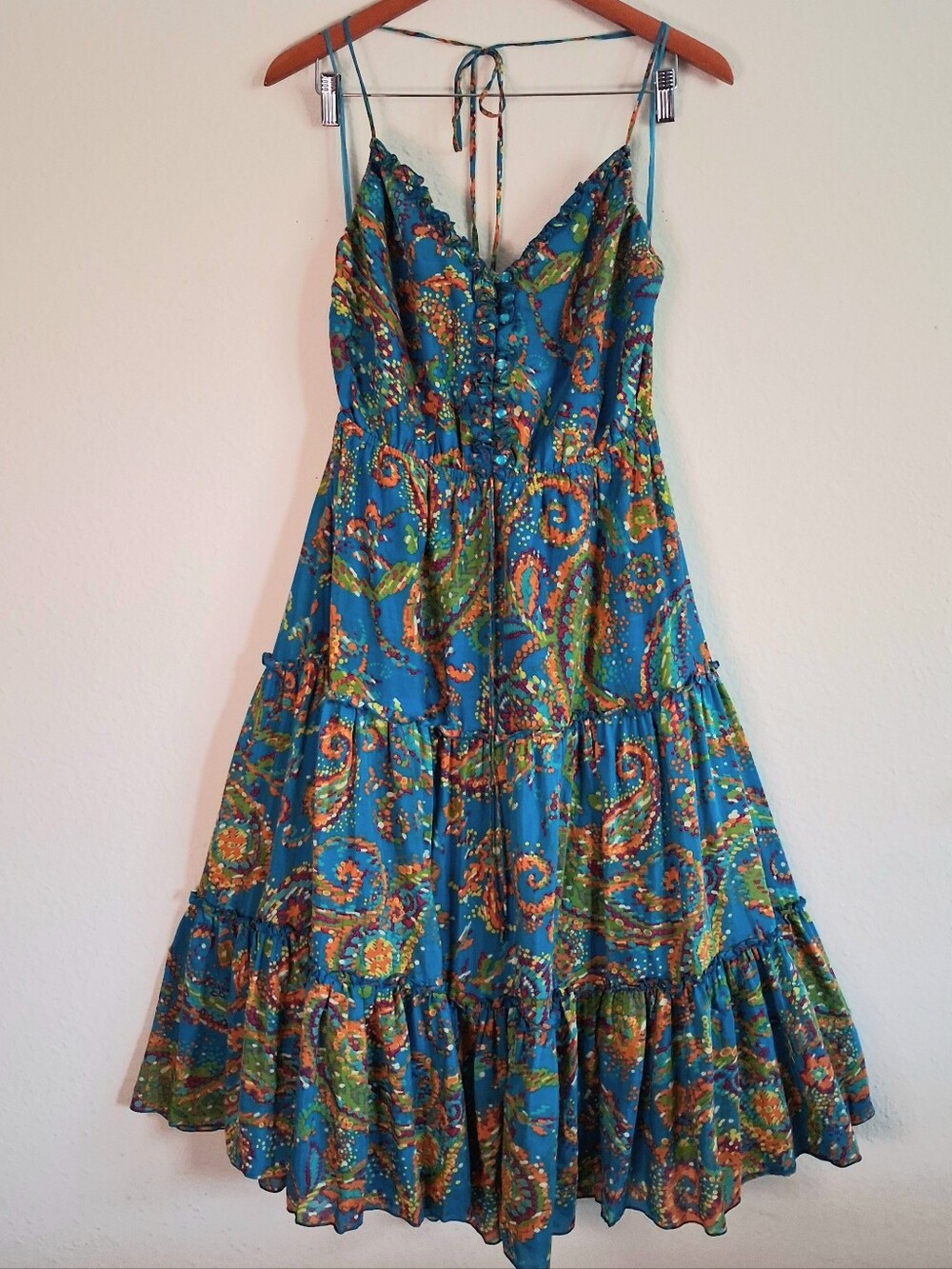 Nine West Blue Paisley Tiered Summer Dress